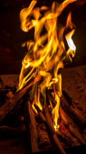bonfire raging outdoors